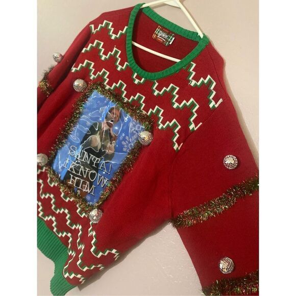 Spencer’s Men’s Light-Up Santa I Know Him Ugly Christmas Sweater Sz 2XL - Picture 4 of 6